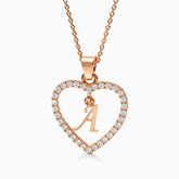 Vioraia Sparkling Heart Initial Necklace