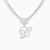 Vioraia Verano Heart Initial Tennis Necklace