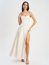 Raegan Pearl White Jacquard Ruched Maxi Dress