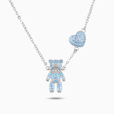 Vioraia Bear Heart Sky Blue Necklace