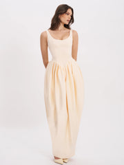 Udana Butter Yellow Drop Waist Tulip Gown