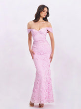Dahlia Pink Floral Lace Mermaid Gown