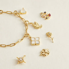 Vioraia 18K Gold Paperclip Charm Bracelet