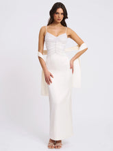 Karmen Pearl Top Pencil Slip Gown with Scarf