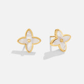 Vioraia White Blossom Petal Earrings