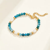 Vioraia Free Turquoise Blue & Pearl Bead Bracelet