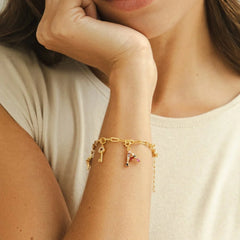 Vioraia 18K Gold Paperclip Charm Bracelet