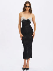 Faith Black and White Polka Dot Sweetheart Maxi Dress