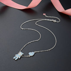 Vioraia Bear Heart Sky Blue Necklace