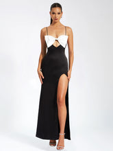 Eleanor Black and White Bow Satin Gown