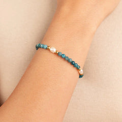 Vioraia Free Turquoise Blue & Pearl Bead Bracelet