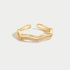 Vioraia Layered Juni Gold & Crystal Ring