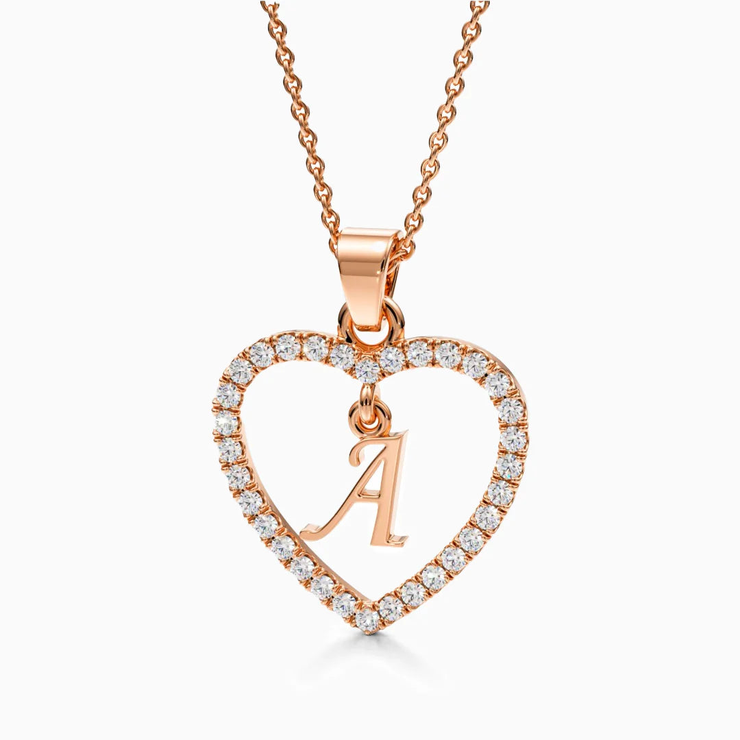 Vioraia Sparkling Heart Initial Necklace