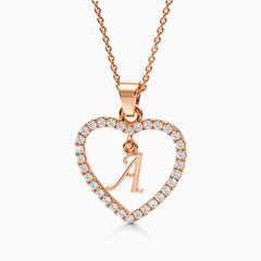 Vioraia Sparkling Heart Initial Necklace