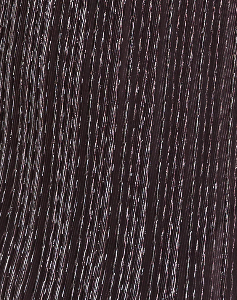 Cheria Mini Dress in Shimmer Plisse Brown