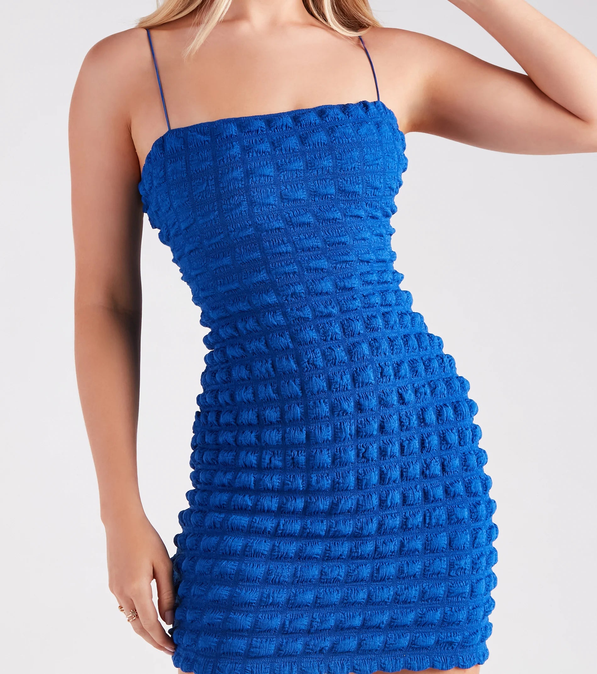 Totally Iconic Bubble Mesh Bodycon Mini Dress