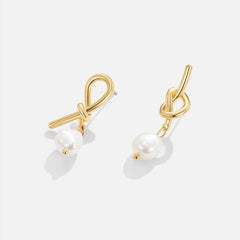 Vioraia Knotted Gold & Freshwater Pearl Earrings