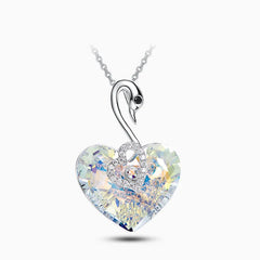 Vioraia Crystal Swan Heart Necklace
