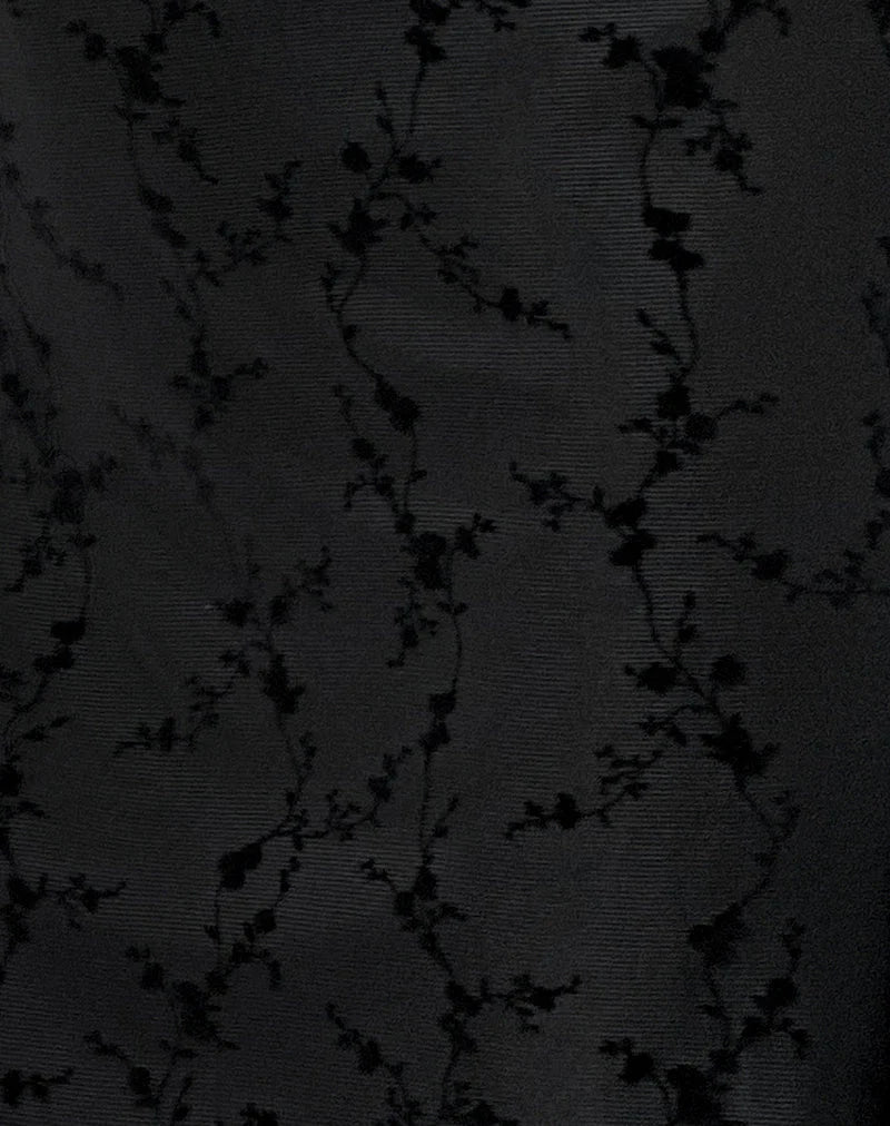 Luth Mini Dress in Vine Flower Black