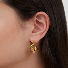 Vioraia Geometric Wave Gold Hoop Earrings
