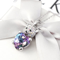 Vioraia Bear Crystal Heart Necklace