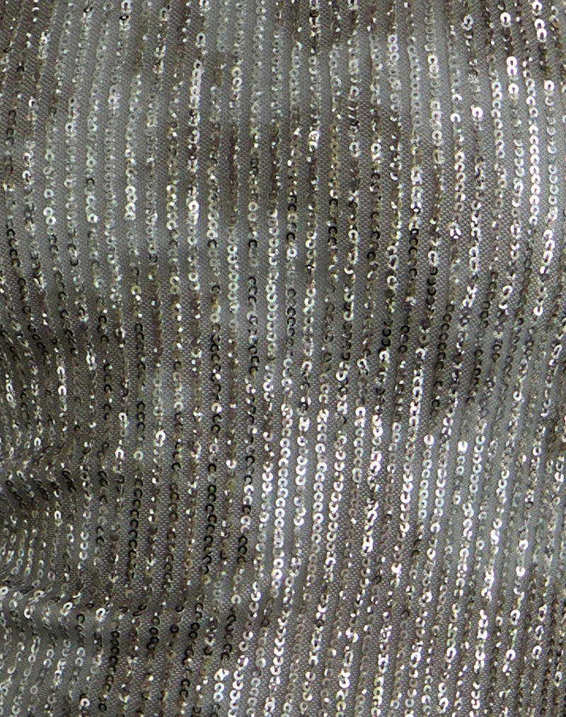 Dikta Asymmetric Mini Dress in Sequin Green Grey