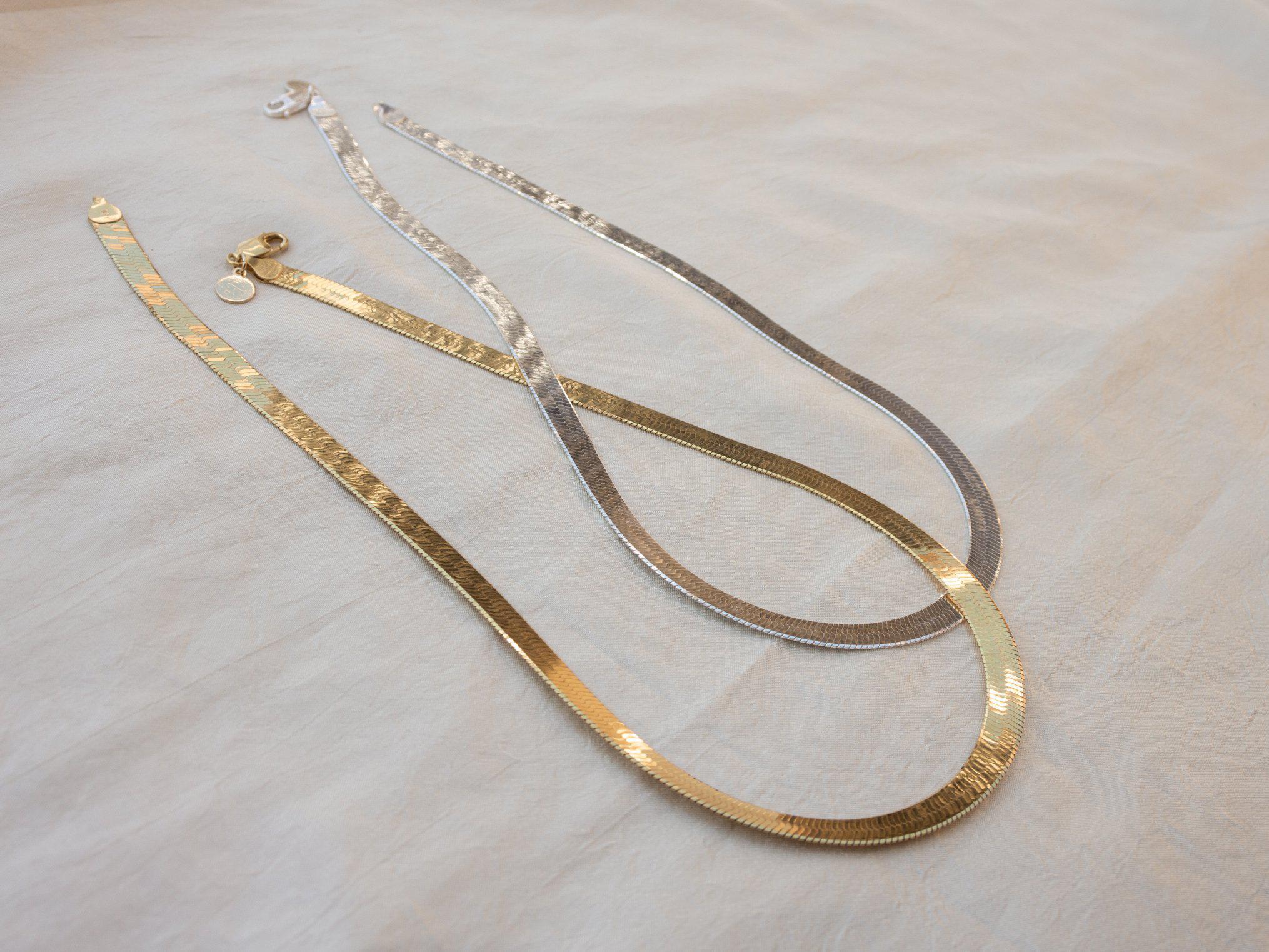 Bold Gold Herringbone Chain Necklace