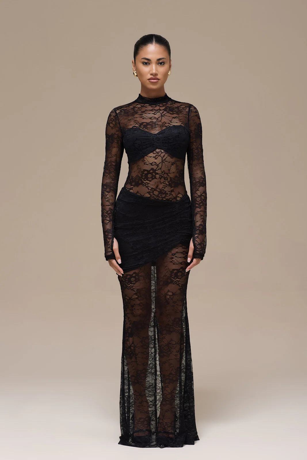 BRITNEY LACE MAXI SKIRT | BLACK