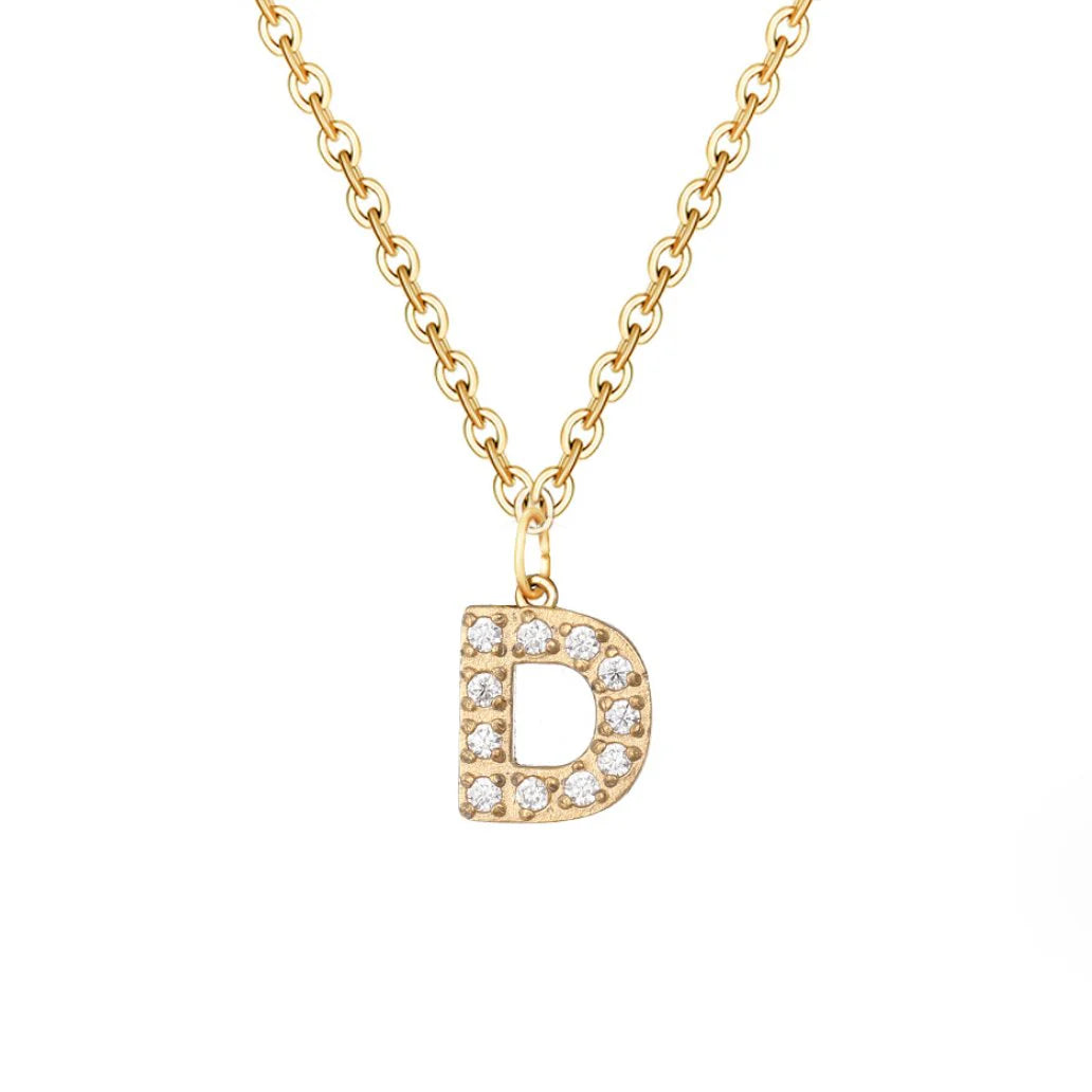 Vioraia Crystal Letter Charm Necklace