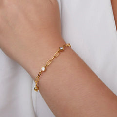 Vioraia Monica Crystal & Gold Chain Bracelet