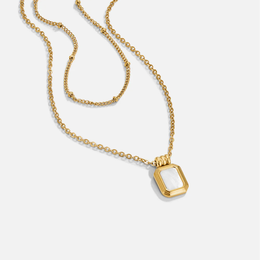 Vioraia Valerie Layered White Pendant Necklace