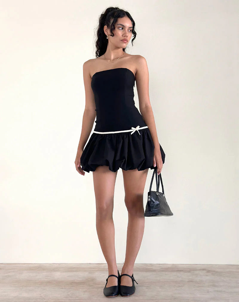 Klaita Puffball Mini Dress in Black