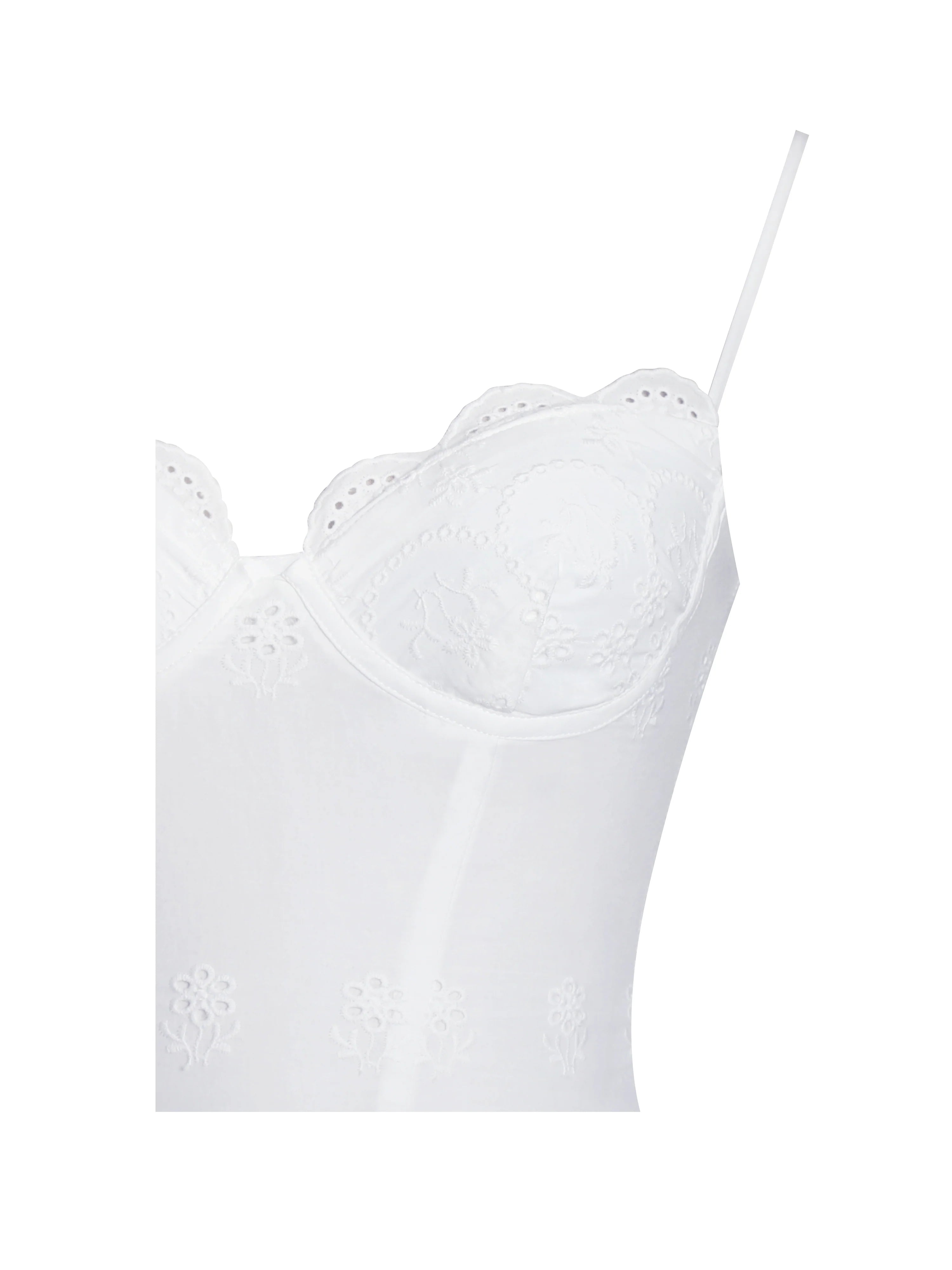 Oberon White Cotton Eyelet Lace-Up Back Maxi Dress