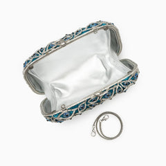 Vioraia Crystal Evil Eye Clutch Bag - Sky Blue