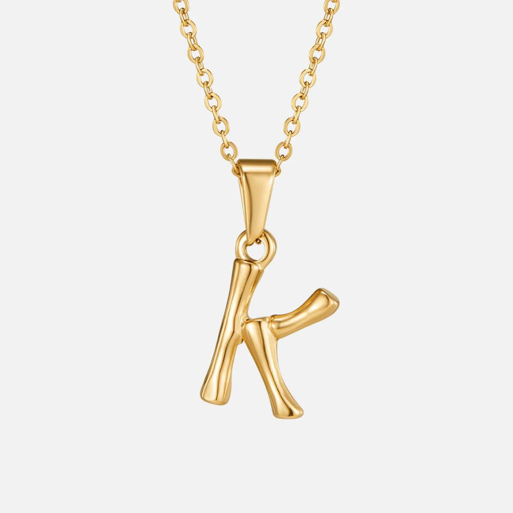 Vioraia Golden Bamboo Letter Pendant Necklace