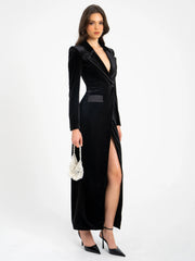 Willow Velvet High Slit Blazer Gown
