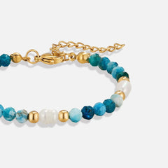 Vioraia Free Turquoise Blue & Pearl Bead Bracelet