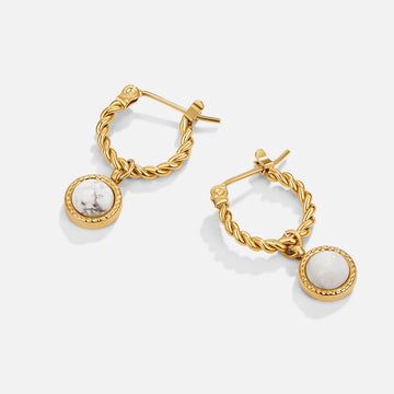 Vioraia White Agate Twisted Hoop Earrings