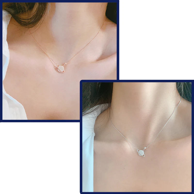 Vioraia Sparkling Saturn Necklace