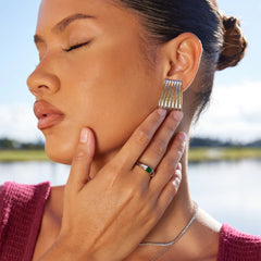 Vioraia Ember Silver & Emerald Ring