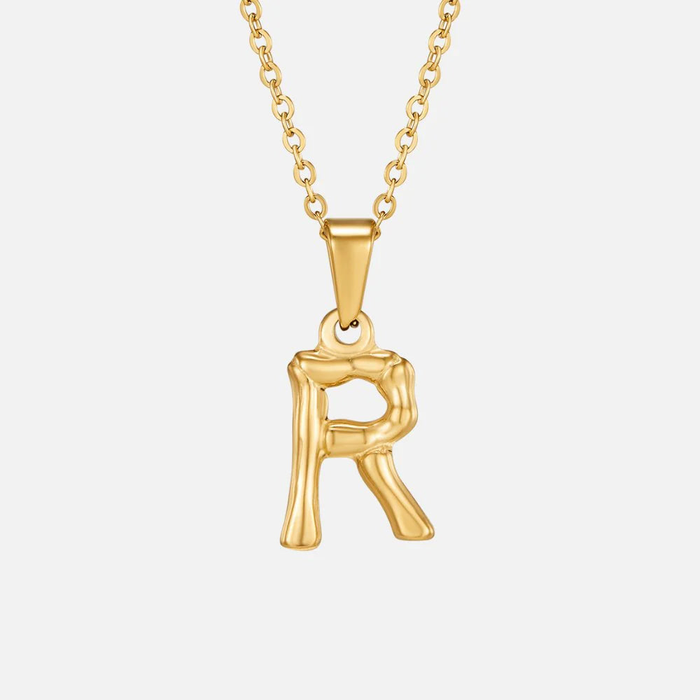 Vioraia Golden Bamboo Letter Pendant Necklace