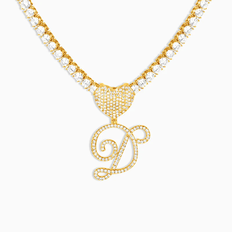 Vioraia Verano Heart Initial Tennis Necklace