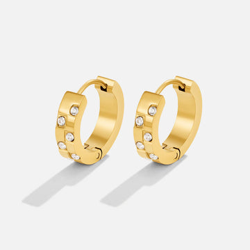 Vioraia Tasha Crystal & Gold Hoop Earrings