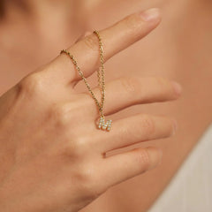 Vioraia Crystal Letter Charm Necklace