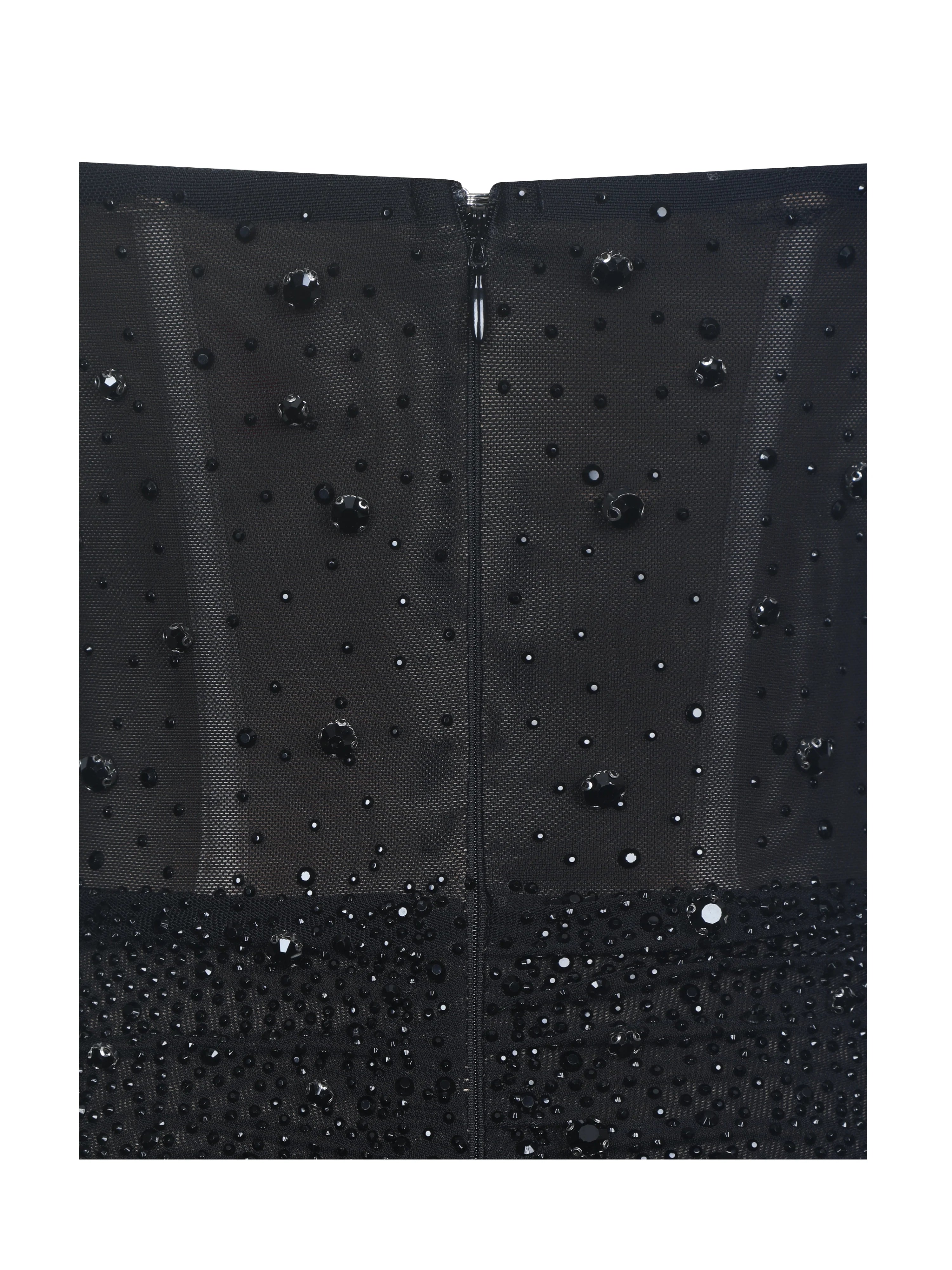Fatima Black Crystal Sleeveless Corset Mermaid Maxi Dress