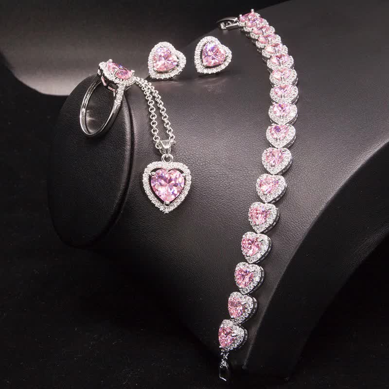 Vioraia Sparkling Crystal Heart Jewelry Set