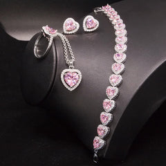 Vioraia Sparkling Crystal Heart Jewelry Set