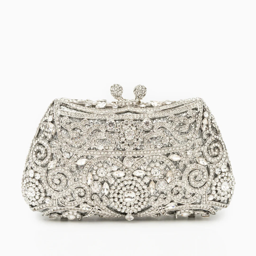 Vioraia Ayanne Crystal Covered Clutch Bag - Silver