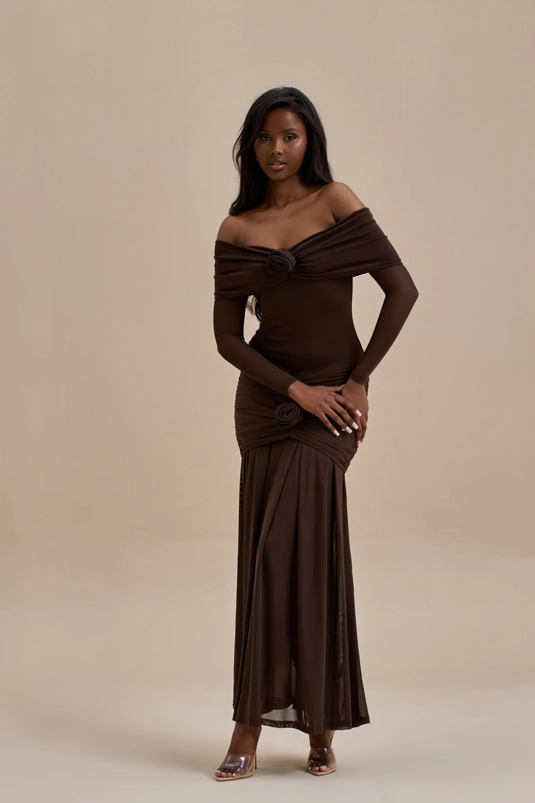 VIVIENNE BARDOT MAXI DRESS | CHOCOLATE - SALE