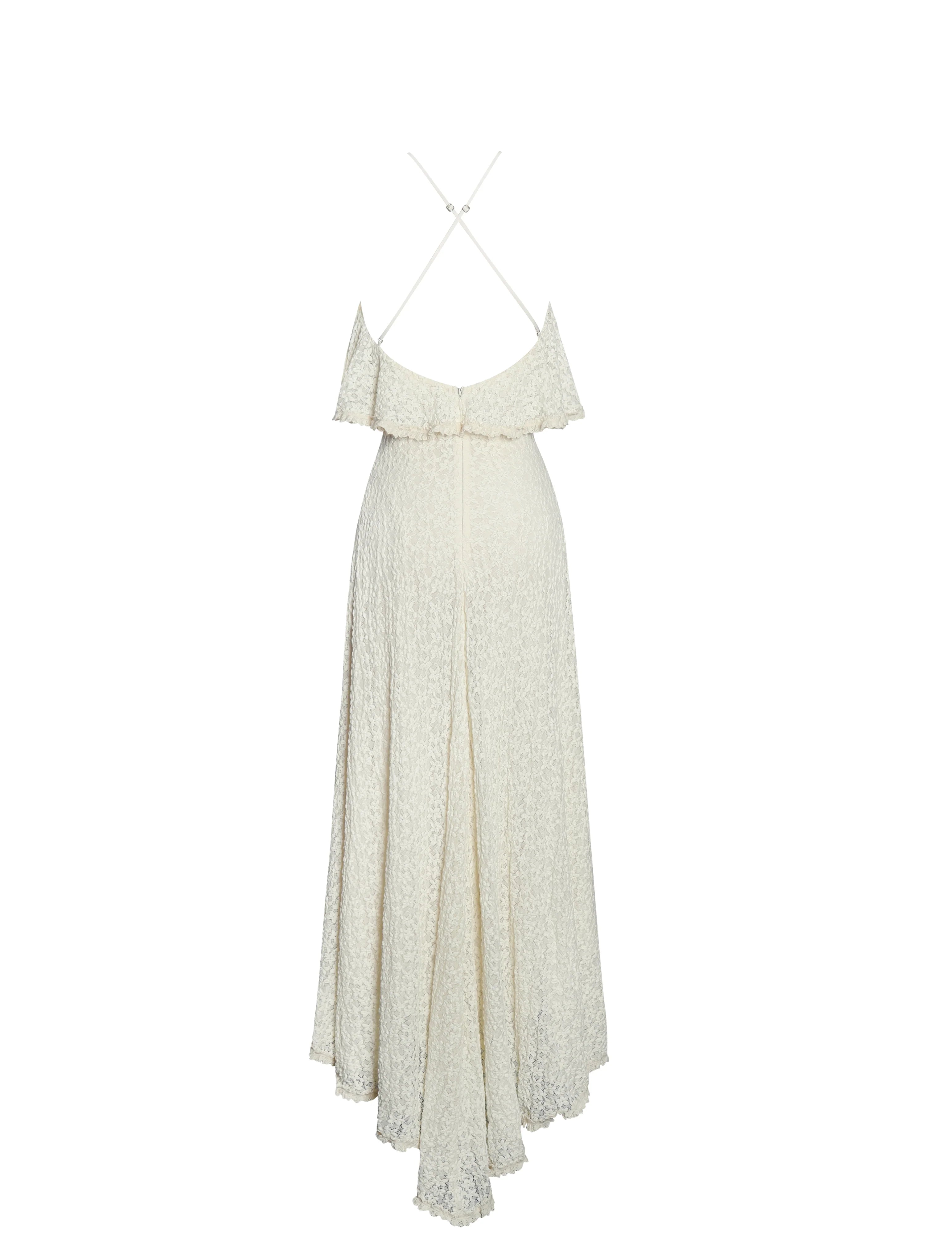 Idra Lace Trim Sleeveless Crochet Midi Trailing Dress